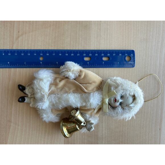 Vintage Porcelain Doll Christmas Ornament with Bells - Picture 8 of 9